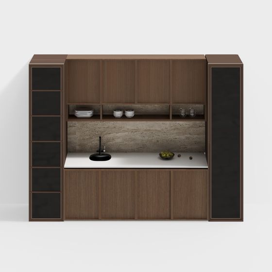 Minimalist Villa Restaurant Side Cabinet in Brown