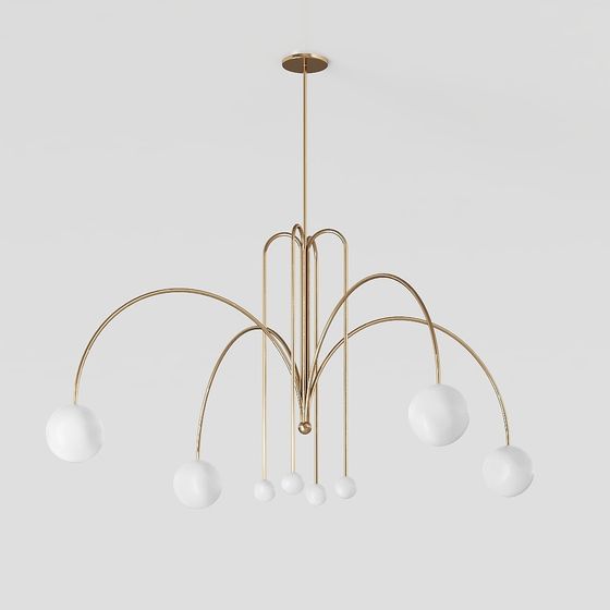 Elegant Golden Chandelier 3D model