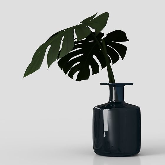 Monstera in Glass Vase 3D model