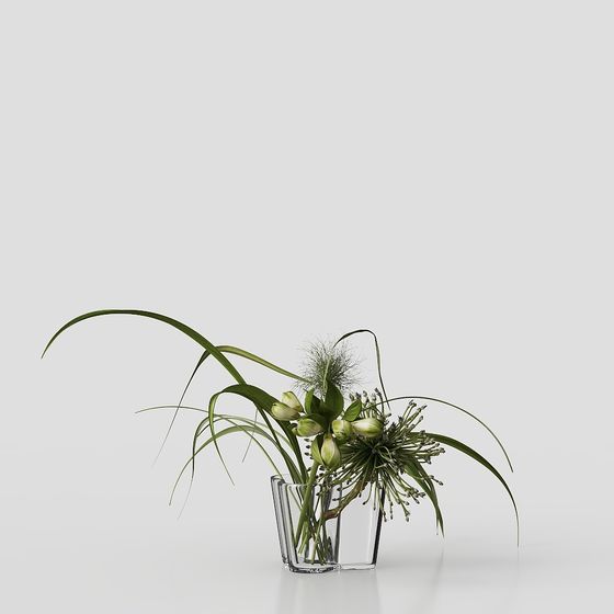 Natural Elegance in Glass Vase 3D model