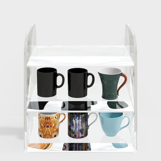 Creative Low-Poly Coffee Cup Rack 3D model