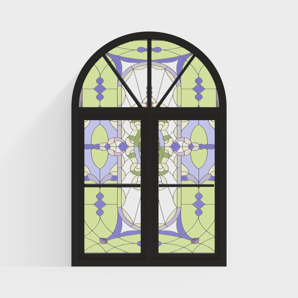 French painted decorative glass Windows