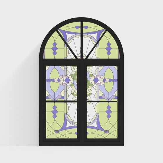 Colorful Glass Arch Window 3D model
