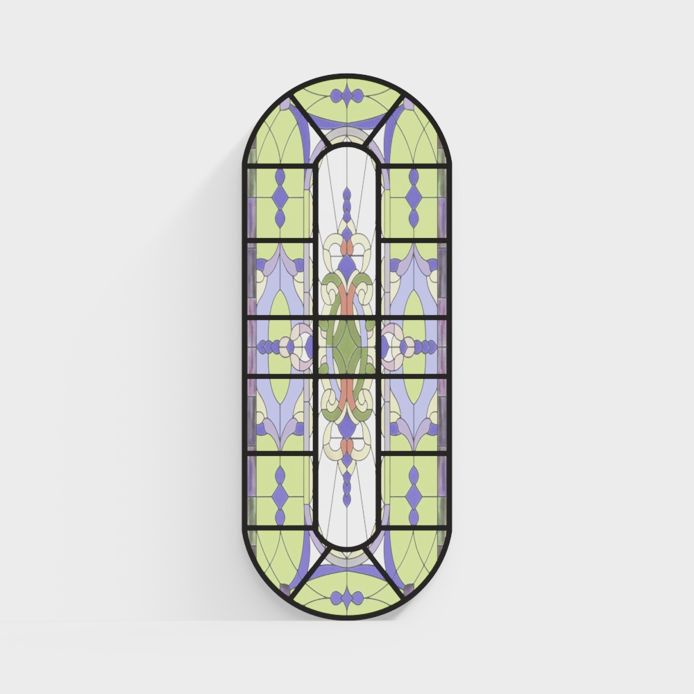 French painted decorative glass Windows