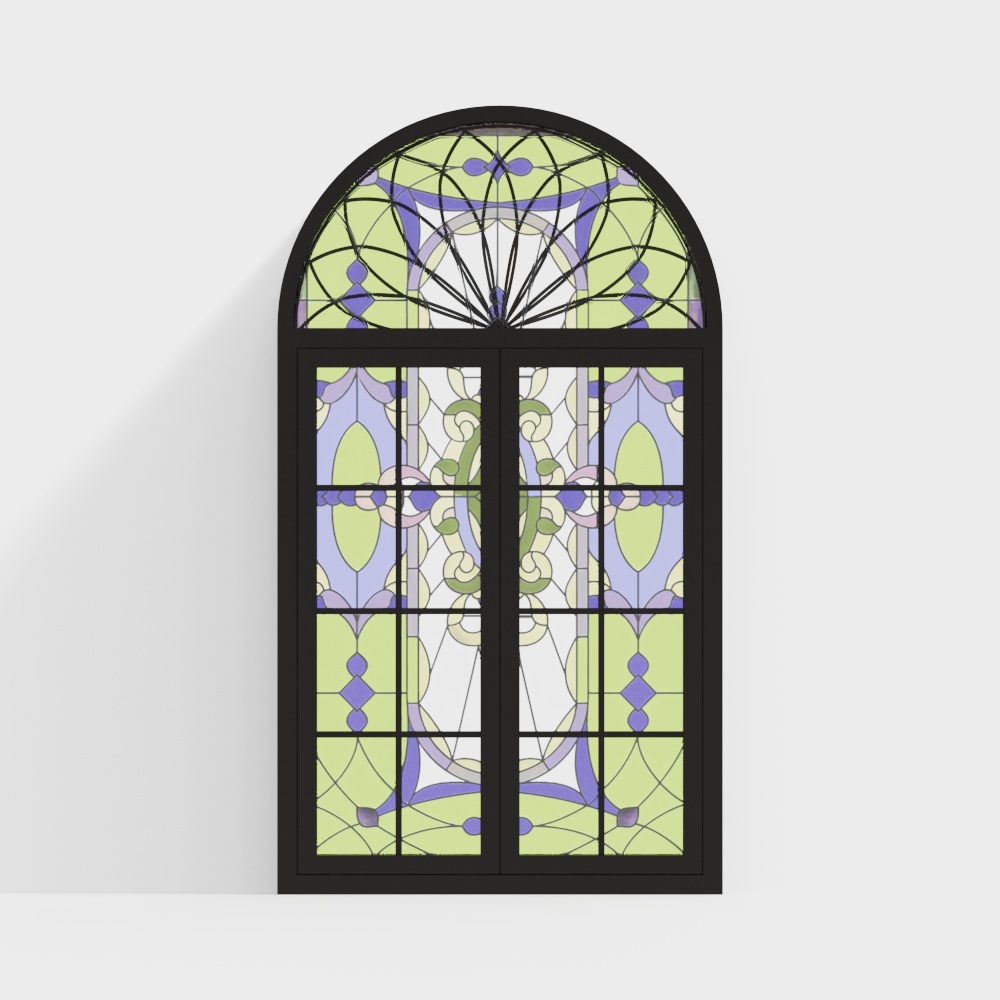 フランスの塗装された装飾ガラス窓