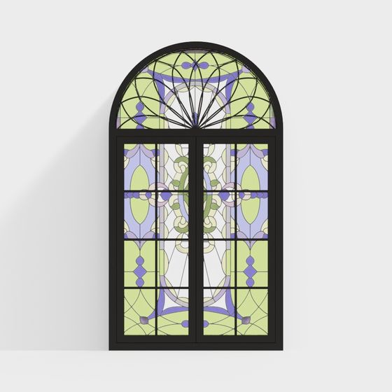 フランスの塗装された装飾ガラス窓