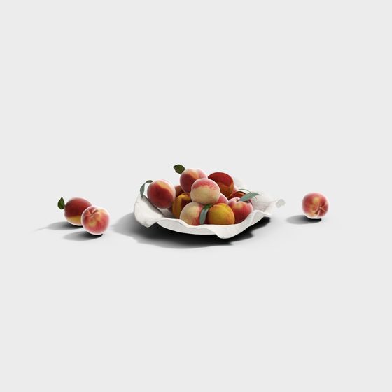 Peach Fruit Compote Decoration 3D Model in Black