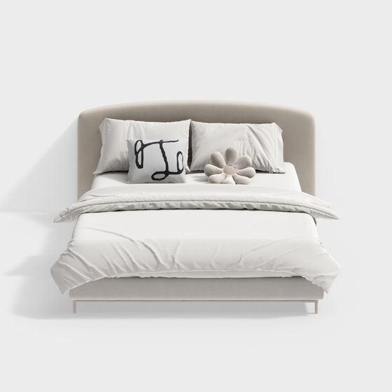 Elegant Modern Minimalist Bed 3D model