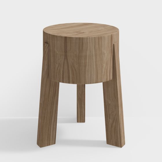 Round Log Stool 3D model