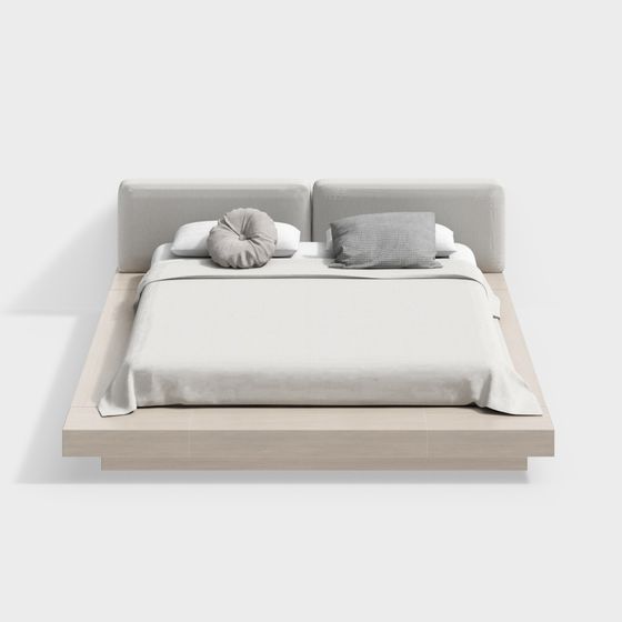 Elegant Low-Polygon Bed 3D model for Modern Interiors