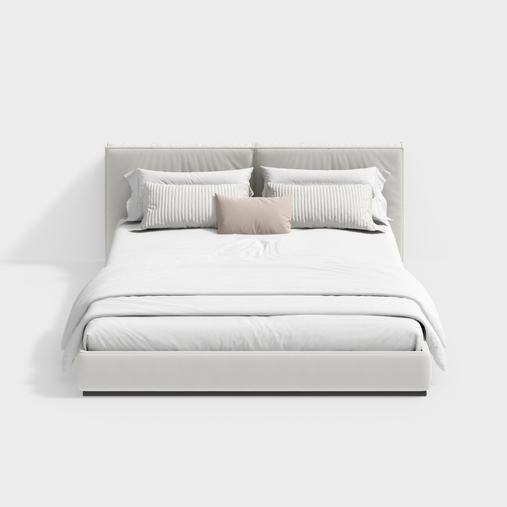 현대 크림 스타일 더블 침대