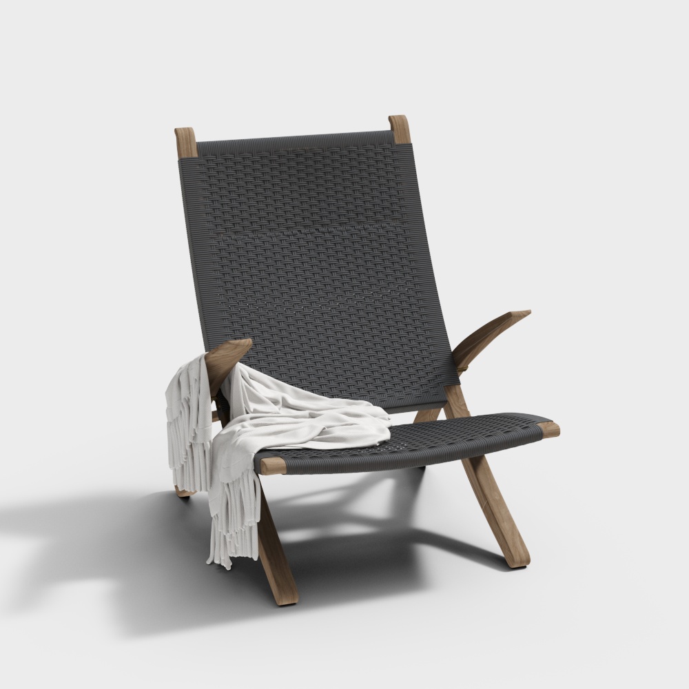 Cozy Lounge Chair 3D Model – Low-Poly Woven Fabric