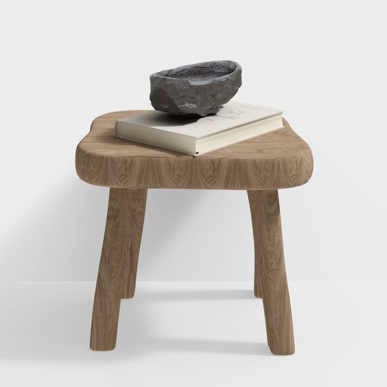 Natural Wood Stool 3D model