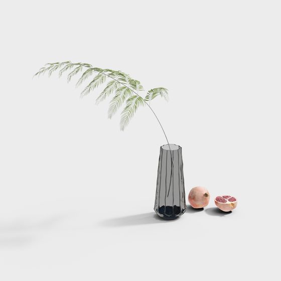 Elegant Vase with Pomegranate 3D model