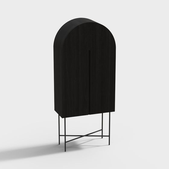 Curved Storage Cabinet 3D Model for Modern Interior Design