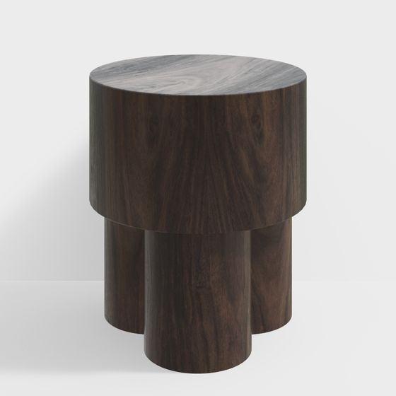 Natural Wood Texture Round Stool 3D model