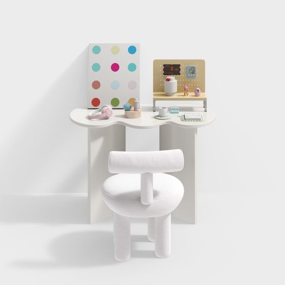 Dopamine Desk and Chair Combination 3D Model in Modern Style