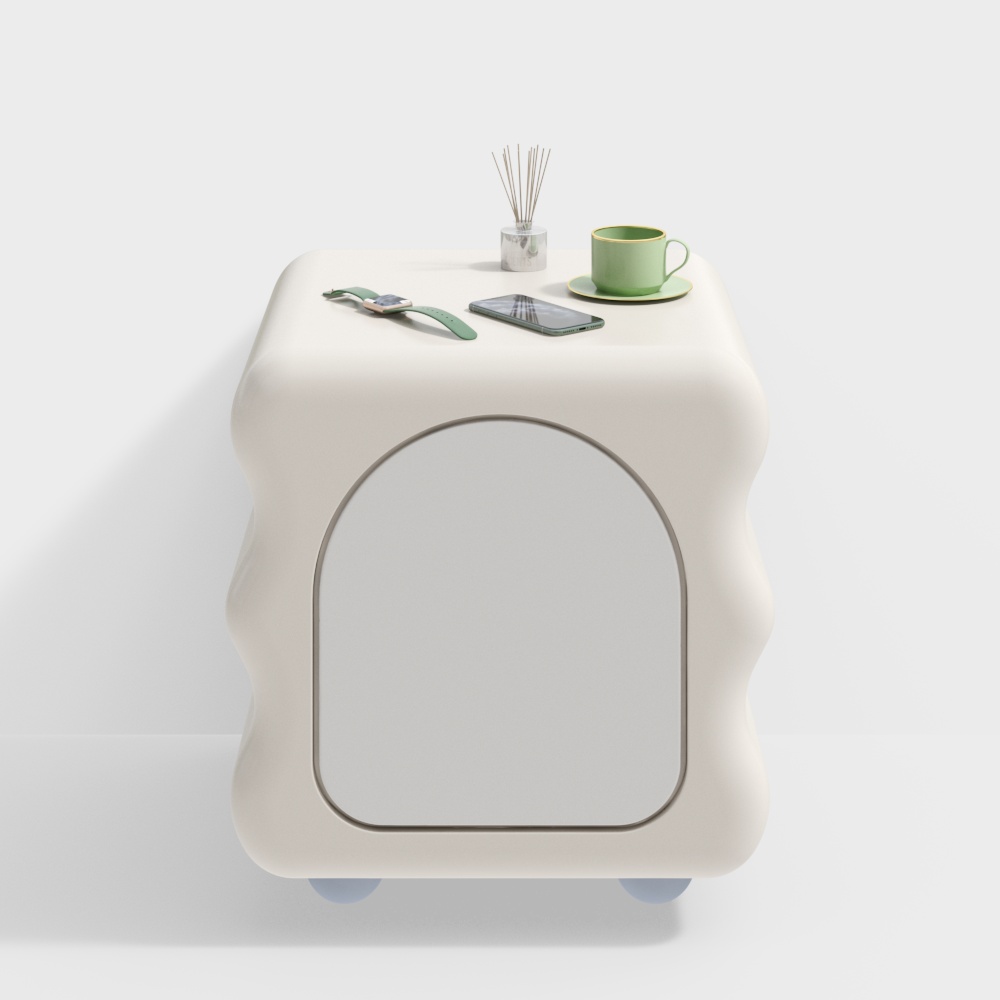 Sleek Polygonal Side Table 3D Model – Minimalist Beige & Blue