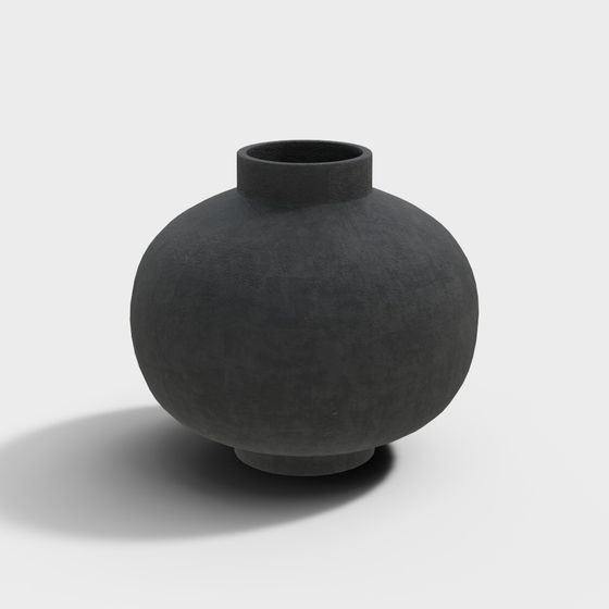 Wabi Sabi Ceramic Vase 3D Model in Gray