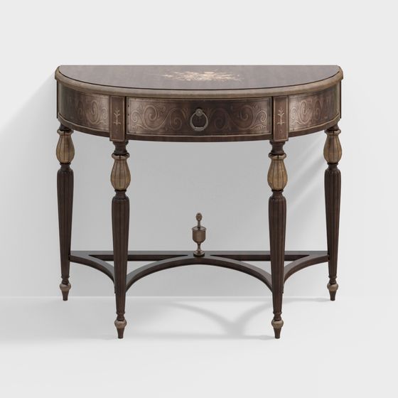 Elegant Semi-Circular Side Table 3D model