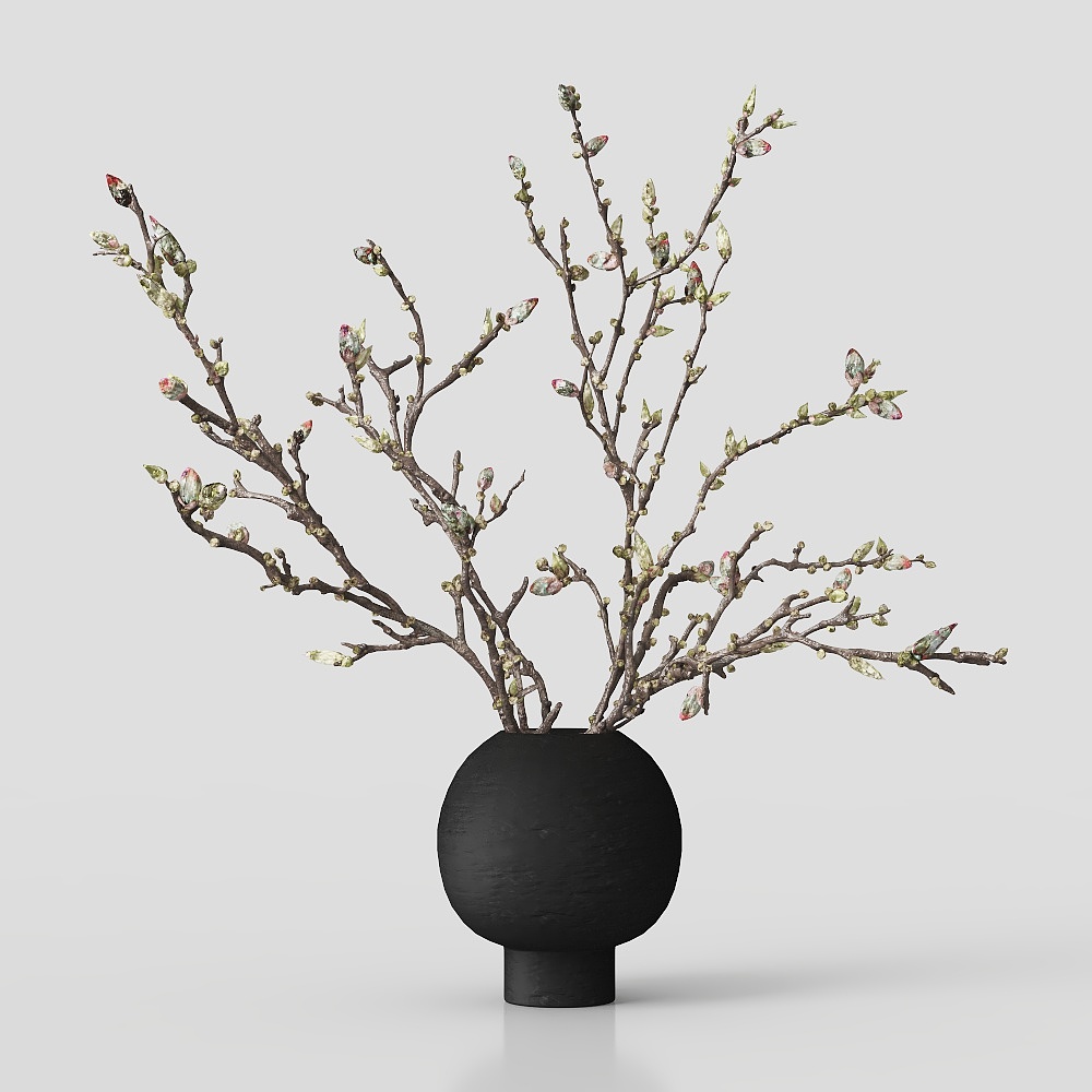 Trang trí hoa cành khô phòng khách phong cách cổ điển Wabi-sabi