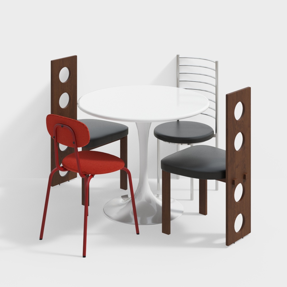 Modern Minimalist Dining Table & Chair 3D Model