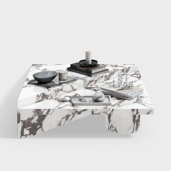 Stylish Marble Effect Coffee Table 3D model
