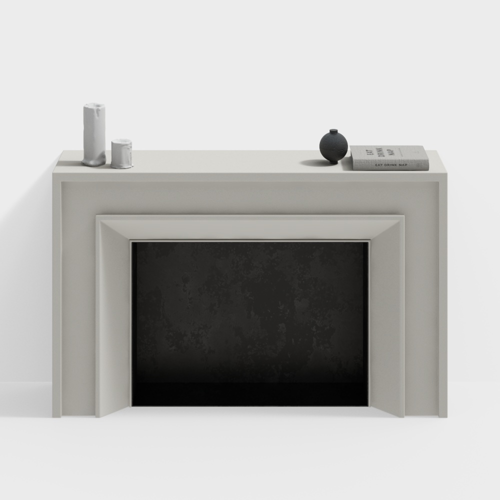 French Chinese style living room with white fireplace