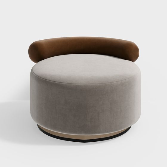 Elegant Round Ottoman 3D model for Modern Interiors