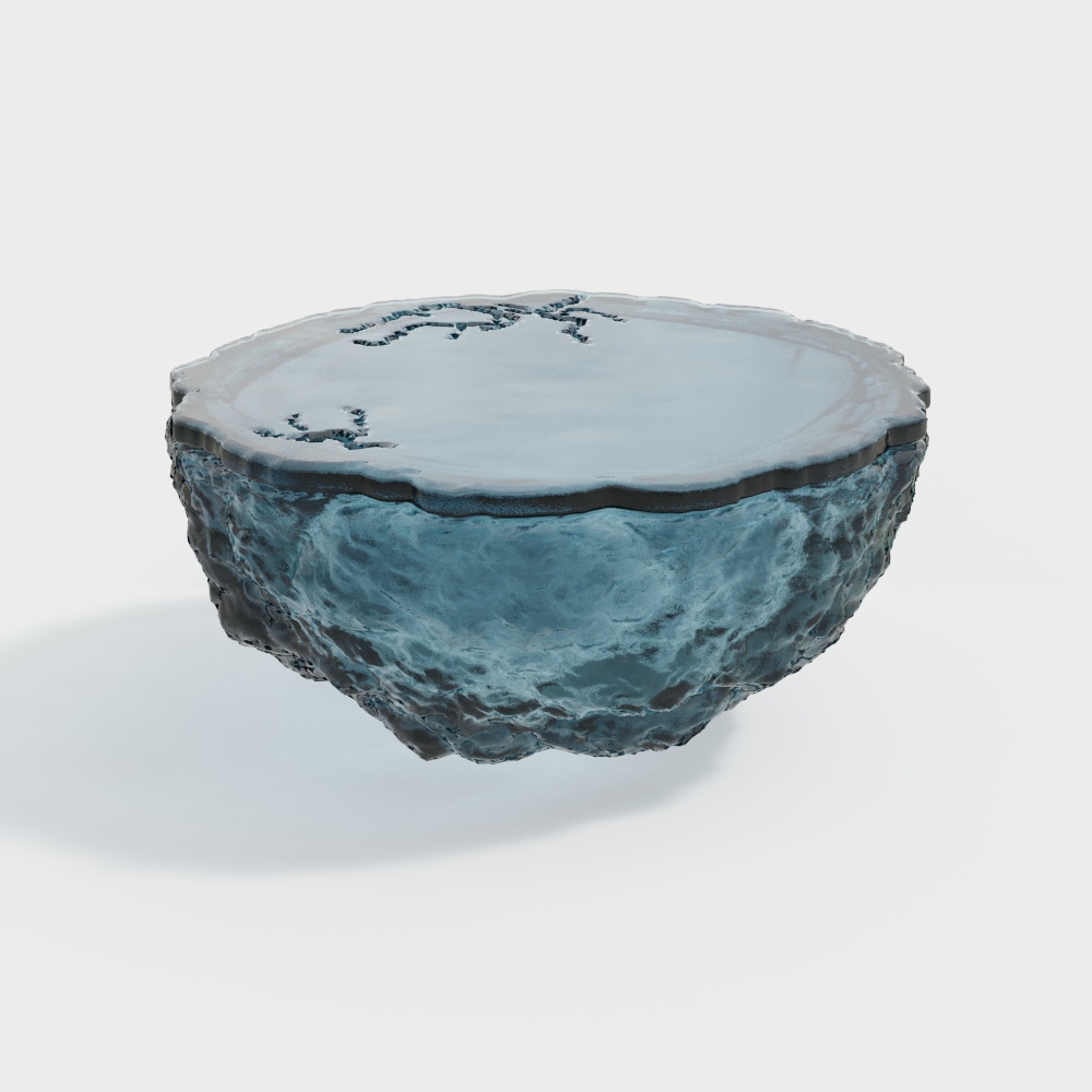 Low Poly Blue Ice Bowl 3D model