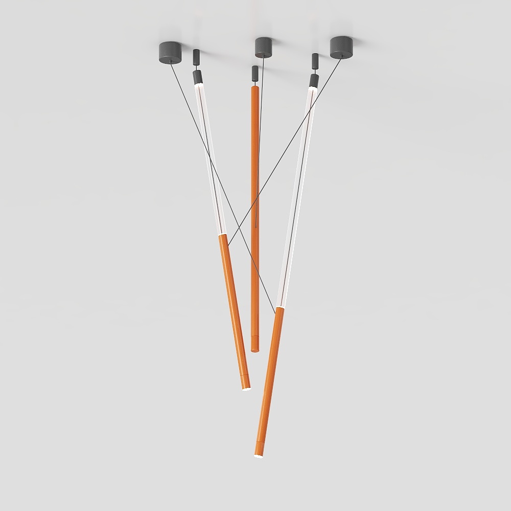 Suspended Art Lamp 3D Model – Modern Orange Glass Fixture