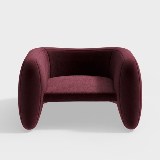 Elegant Curved Armchair 3D model