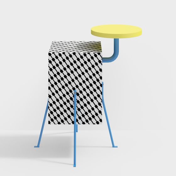 High Contrast Geometric Pattern Table and Chair 3D model