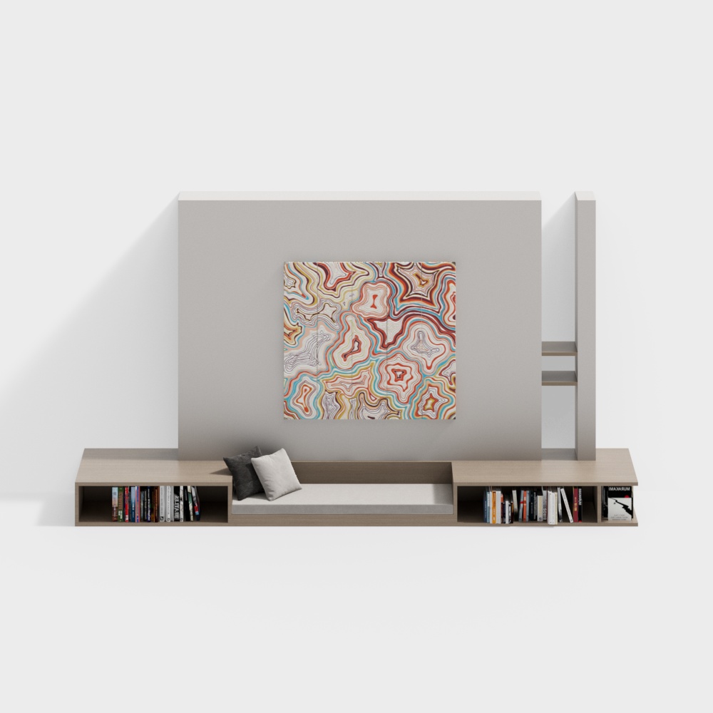 Modern living room bookcase background wall