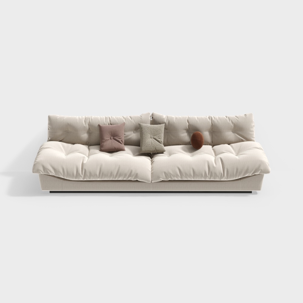 Urban Comfort Sofa 3D Model – Minimalist Beige Upholstery