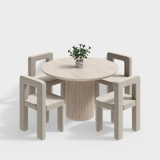 Ensemble table et chaises de restaurant moderne crème