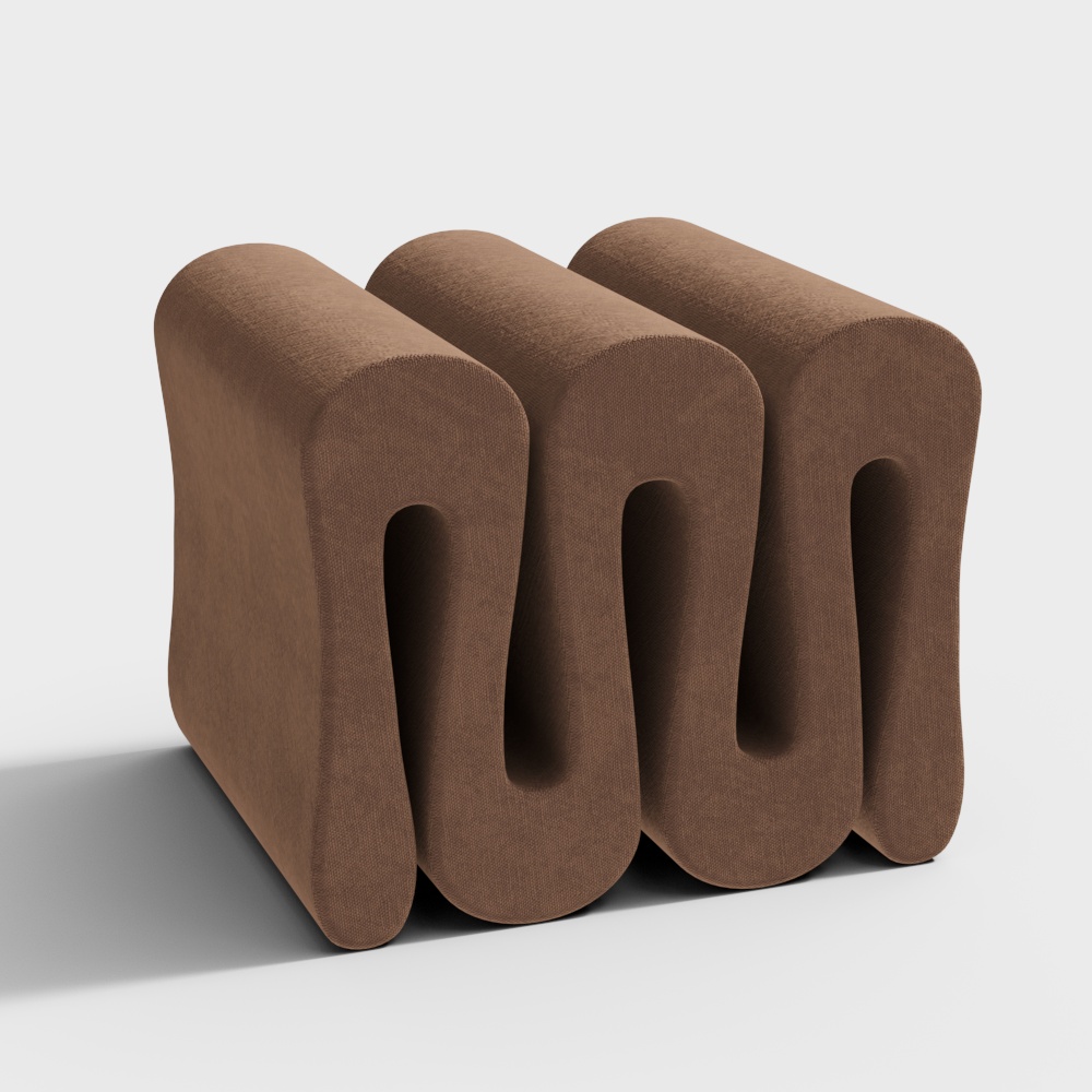 Streamlined Sofa 3D Model – Low-Poly Brown Fabric