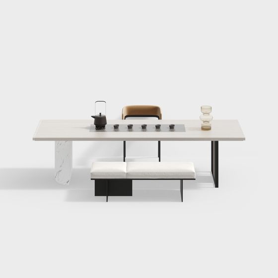 Chic Urban Living Room Table and Chairs Set 3D model