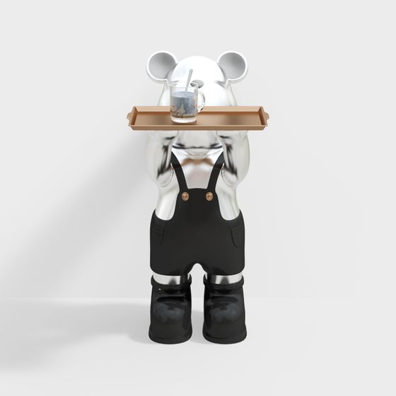 Low-Poly Waiter Bear 3D Model