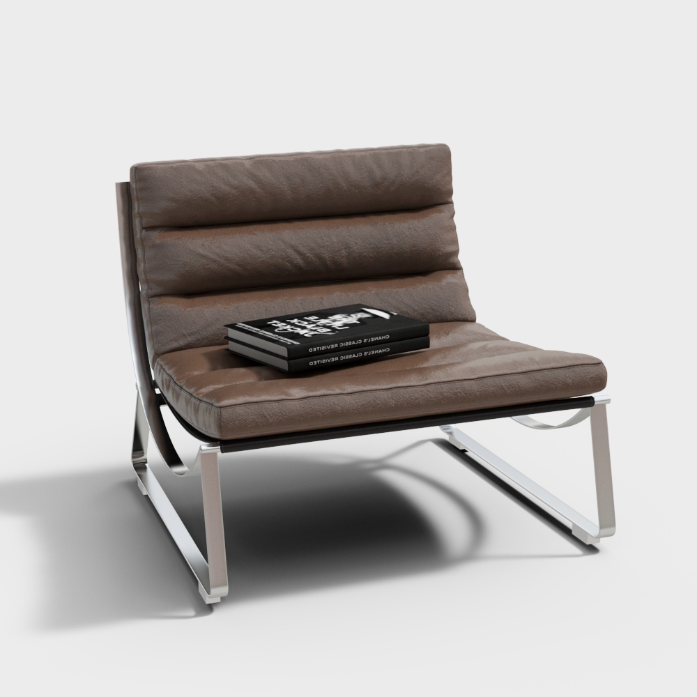 Sillón de cuero de salón de estilo crema moderno