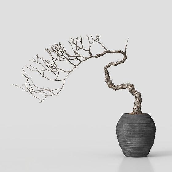 Moderne cremefarbene Wohnzimmere Deko mit Trockenbaum-Vase