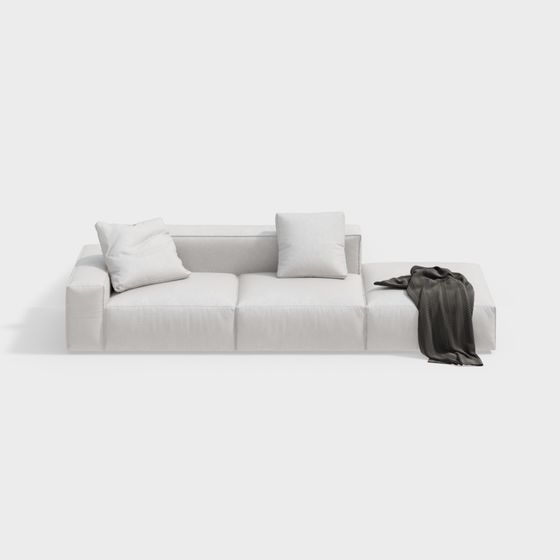 Contemporary Minimalist 3D Sofa Model for Versatile Spaces
