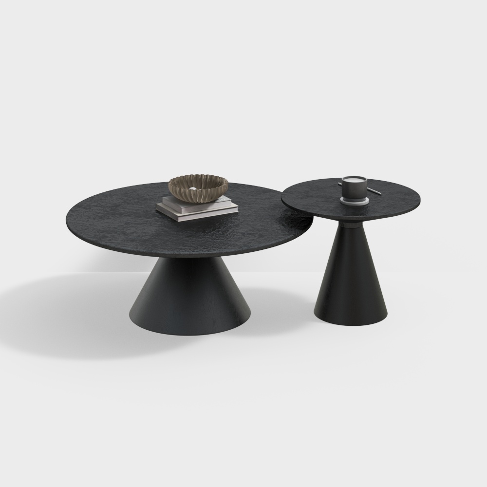 Modern antique home living room black round coffee table combination