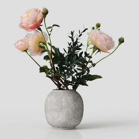 Realistic Low-Polygon Rose Bouquet 3D model