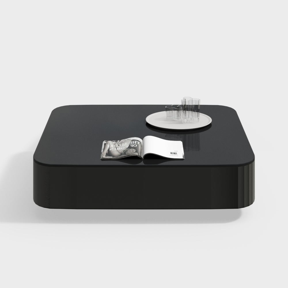 Bàn trà hình vuông góc tròn đen phòng khách phong cách cổ điển hiện đại