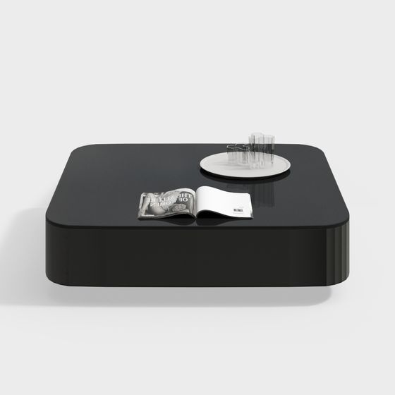 Modern Black Square Round Corner Coffee Table 3D Model