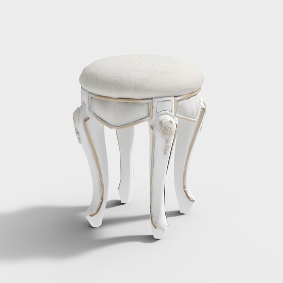 Elegant Vintage Dressing Stool 3D model