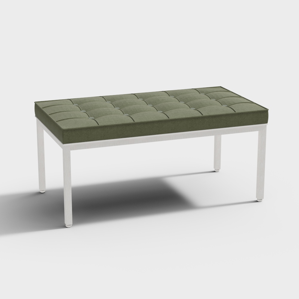 Urban Leisure Bench 3D Model – Minimalist Fabric Cushion