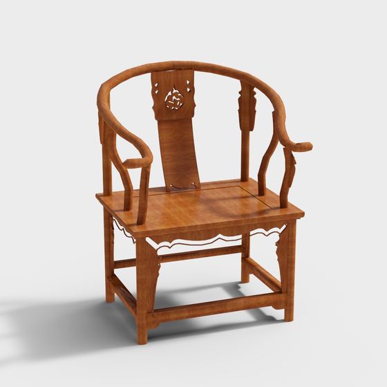 Elegant Chinese Circle Chair 3D model