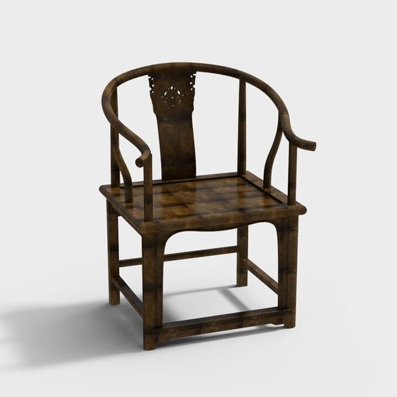 Traditional Oriental Style Circle Chair 3D model